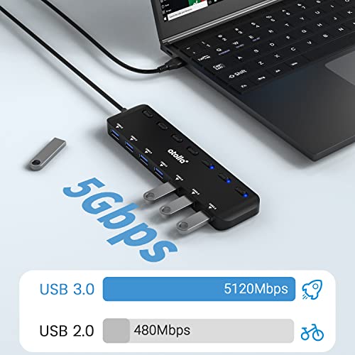 atolla USB ハブ 7ポート USB3.0ハブ 100cmケーブル 個別スイッチ USB hub ウルトラスリム USB拡張 5Gbps超高速転送 Windows/Linux/Mac OS/Android/Chrome OS/PS4/MacBook等OSとPC対応 在宅勤務